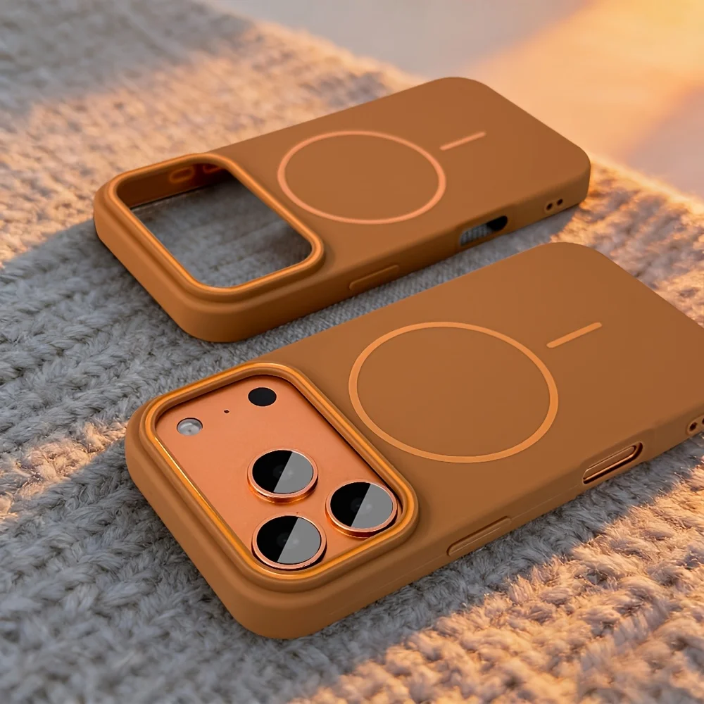 Capa Magsafe Para Iphone 17 Pro Max (marrom) Com Carregamento Sem Fio Magnético E Parte Traseira Em Policarbonato Rígido Fosco.