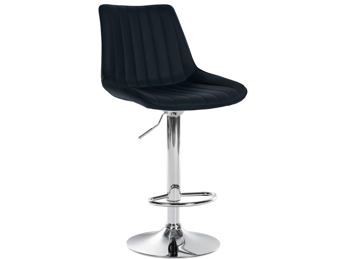 Banqueta de bar X1, altura ajustável, giro de 360°, assento em PVC preto com costura vertical, pés de metal com aparência cromada, 10_0005421