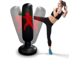 Saco Inflável de Golpes 160cm, para Crianças e Adultos, Treinamento de Taekwondo, Preto S/MARCA