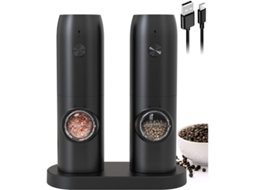 Conjunto de moedores elétricos de sal e pimenta Omni-set com base, 2 peças, preto
