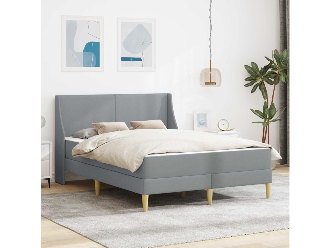 Vidaxl Estrutura De Cama Com Colchão Com Cabeceira Poliéster