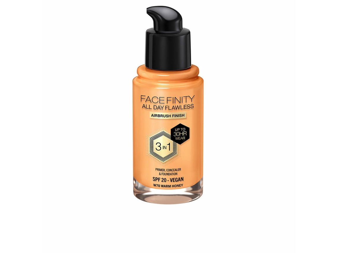 Base de Maquilhagem Cremosa Max Factor Face Finity All Day Flawless 3 em 1 Spf 20 Nº W78 Warm Honey 30 Ml