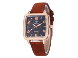Reloj De Cuarzo De Cuero Pu Zhoulianfa Para Mujer Con Dial Cuadrado Color Café