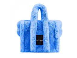 2026 bolsa de Pelo Suave para Mulher, Bolsa Plush Fluffy Y2k com Grande Capacidade para Inverno Azul