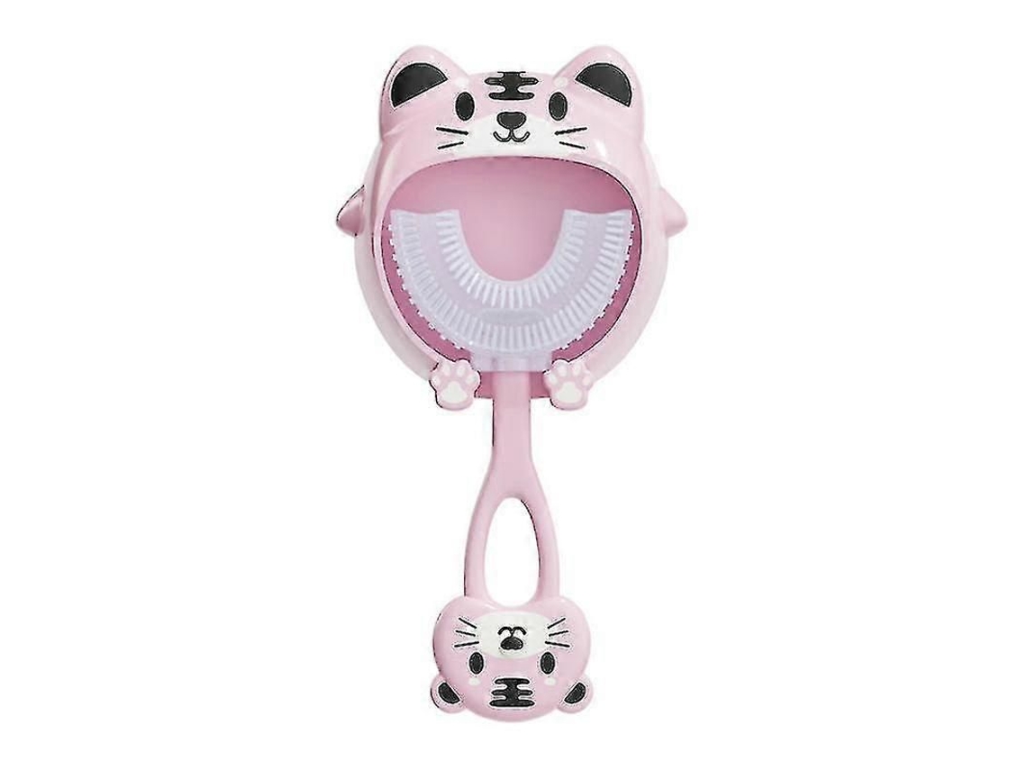 Escova de Dentes Silicone em Forma U para Cuidados Bucais Completos 360 ​​graus Rosa GOKOCO
