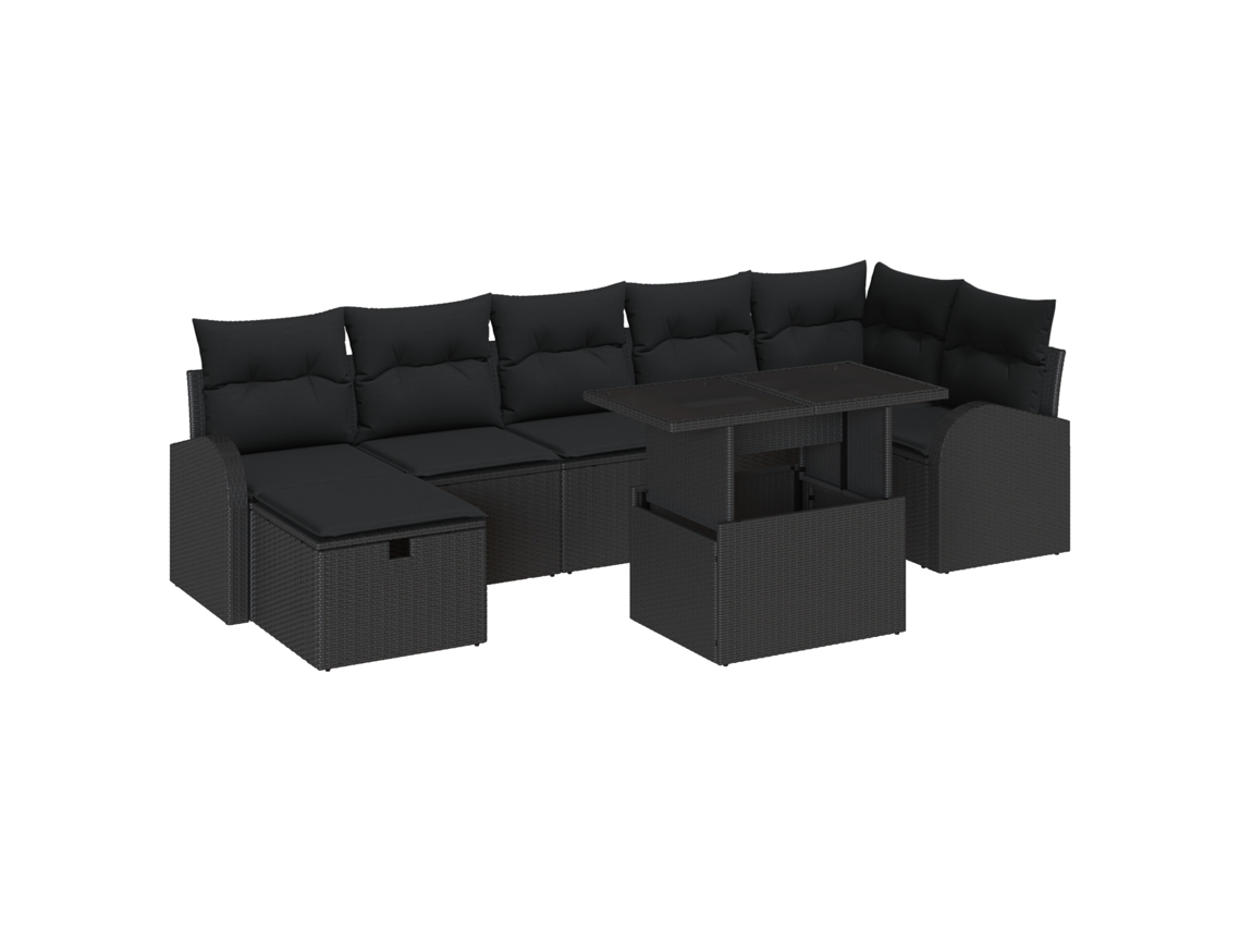 Conjunto 8 Móveis De Jardim Vidaxl Preto Vime Pe (100 X 55 X 73 Cm)