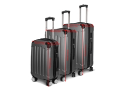 Lote 3 Malas Cinza Escuro Abs Anti-manchas, Resistentes À Pressão E Ao Desgaste, Ideal Para Cabine, Viagens Curtas E Longas