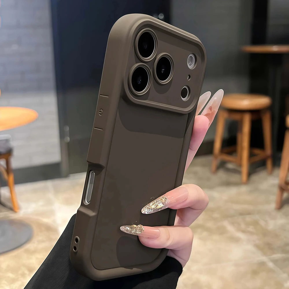 Capa De Silicone Macio Para Iphone (marrom Escuro, Iphone 14), Com Proteção Traseira Contra Impactos.