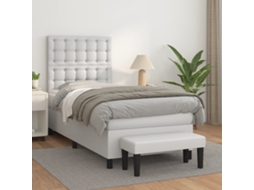 Vidaxl Cama Com Molas/colchão 90x200 Cm Couro Artificial Branco