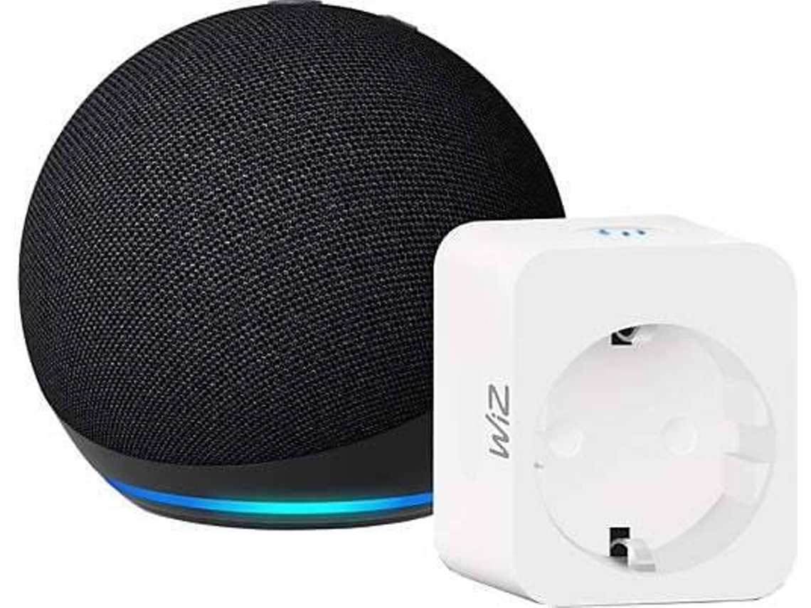 Coluna Bluetooth AMAZON Bundle Echo Dot 5 Blk + Tomada Wiz