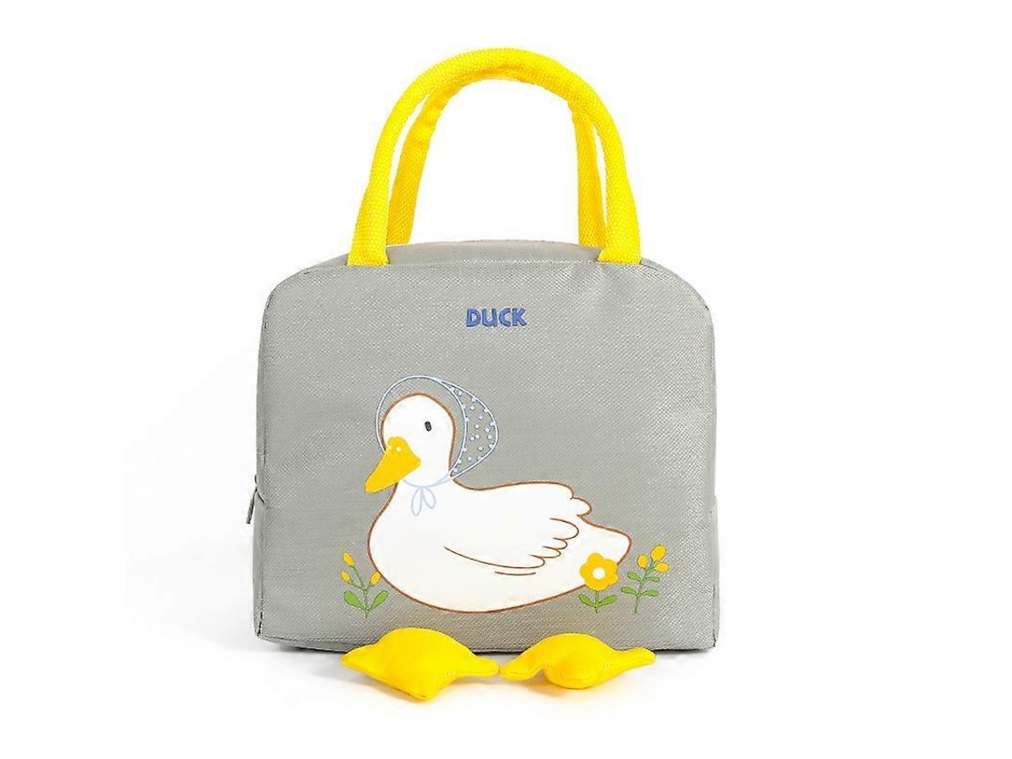 Lancheira de pato, linda bolsa de lona com estampa de desenho animado, cinza Aquaforge