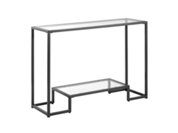 Mesa Consola De Vidro Retangular Com 2 Níveis Em Metal Preto Tekmaquinas