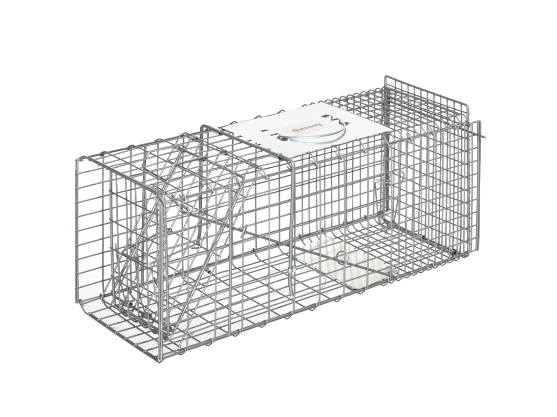 Armadilha para Animais Vivos, Dobrável, 66x24x30,5 Cm, Prata, S/MARCA