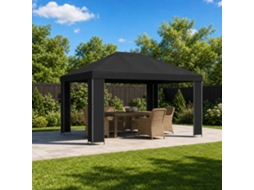 Vidaxl Gazebo 4 × 3 M Preto Poliéster E Aço 190 Gsm