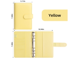 A6 Macaron Pu Leather Ring Binder Cash Envelope Notebook Budget Planner With Zipper Pouch, Yellow Cover