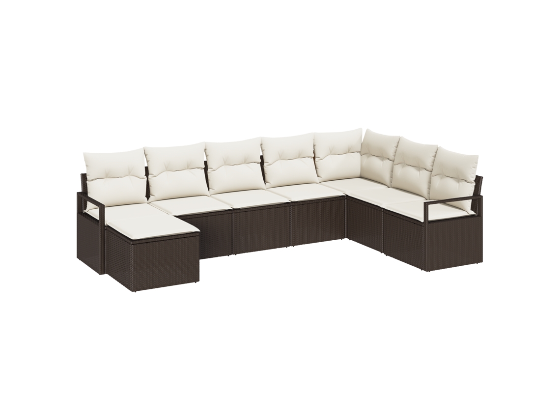 Conjunto 8 Móveis De Jardim Vidaxl Castanho Vime Pe (287 X 177 X 85 Cm)