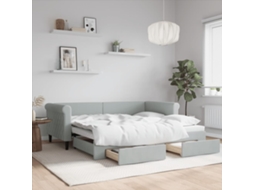 Vidaxl Sofá-cama C/ Gavetão E Gavetas 90x190 Cm Veludo Cinzento-claro