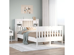Vidaxl Cama Sem Colchão 135x190 Cm Madeira De Pinho Maciça Branco