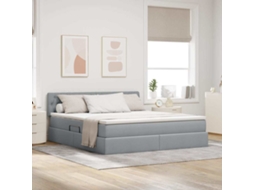 Vidaxl Cama De Armazenamento Led Com Colchão Cinzento-claro