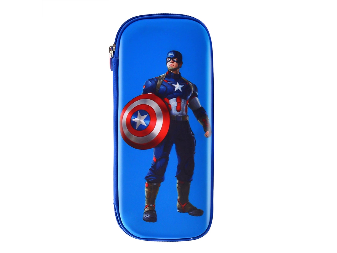Estuche De Lápices Capitán América Azul Estilo Cartoon Resistente Ligero Grande Capacidad