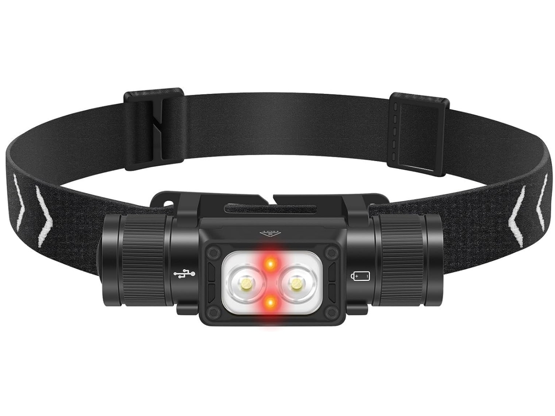 Tocha De Cabeça Led Recarregável 2000mah Alimentada Por Bateria, Lanterna De Cabeça 650lm Para Cabeça, 2 Leds Brancos E 2 Vermelhos Farol De
