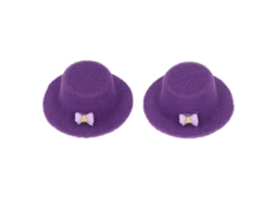 2pcs Chapéu De Festa Miniatura 1/12 Com Laço Para Boneca Acessório De Casinha De Bonecas Roxo