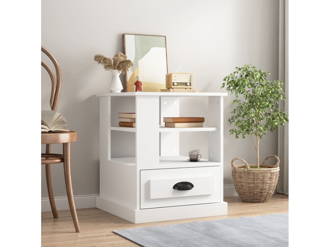 Vidaxl Mesa De Apoio 50x50x60 Cm Derivados De Madeira Branco