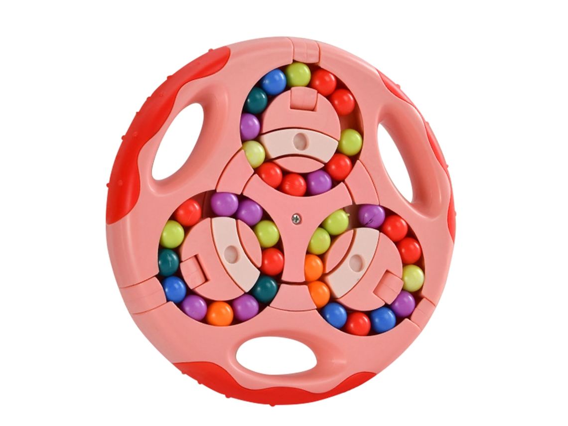 Brinquedo De Feijão Rotatório Para Dedos Duas Faces Exercício De Pensamento Puzzle Descompressão Rosa