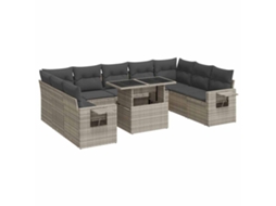 Conjunto 10 de sofás de jardim VIDAXL Cinzeto Rattan / Vime