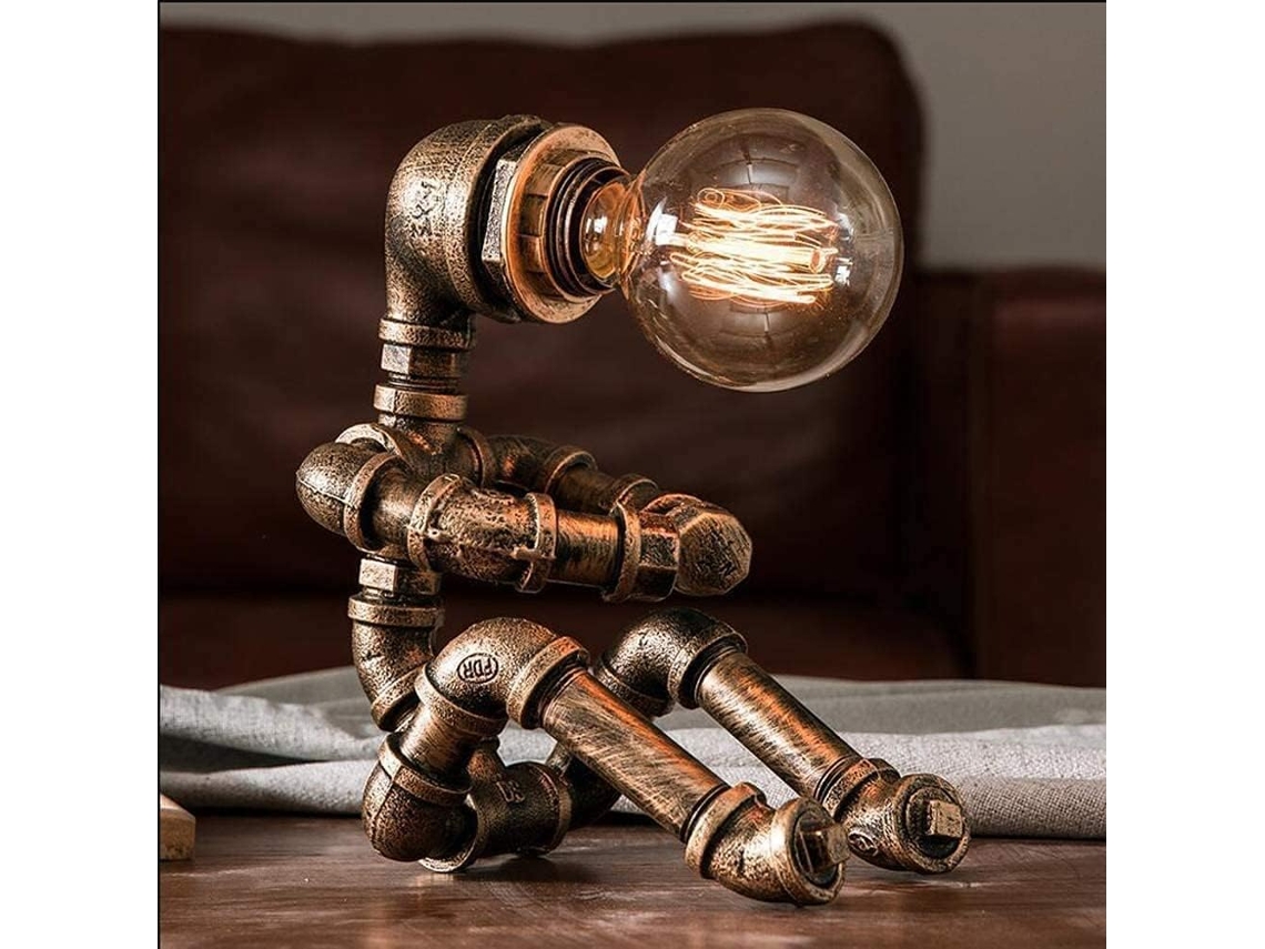 Luminária De Mesa Estilo Steampunk, Luminária De Mesa Criativa Estilo Retrô, Luminária De Leitura Em Formato Robô Ferro