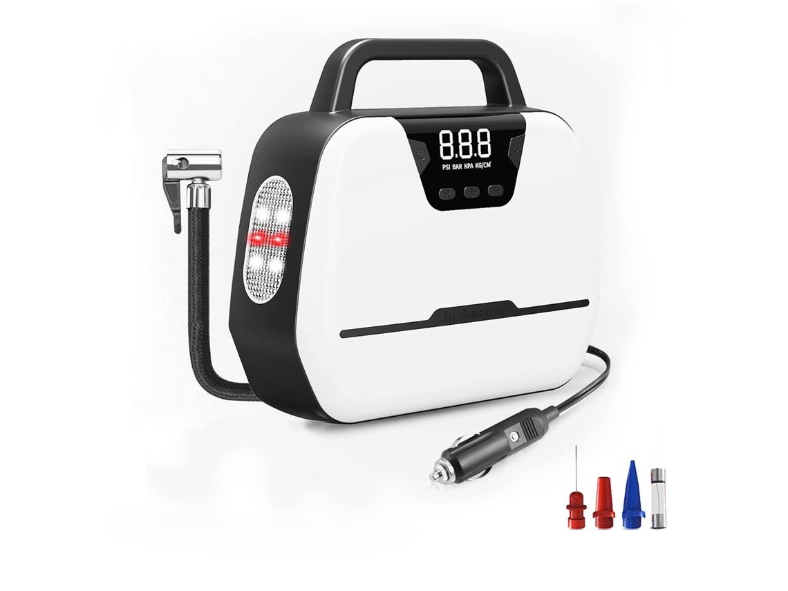Compressor De Ar Portátil 12v Com Função Sos Ecrã Digital E Manómetro