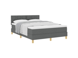 Cama Box com Colchão Cinza Escuro 140 X 200 Cm Tecido MAISON EXCLUSIVE