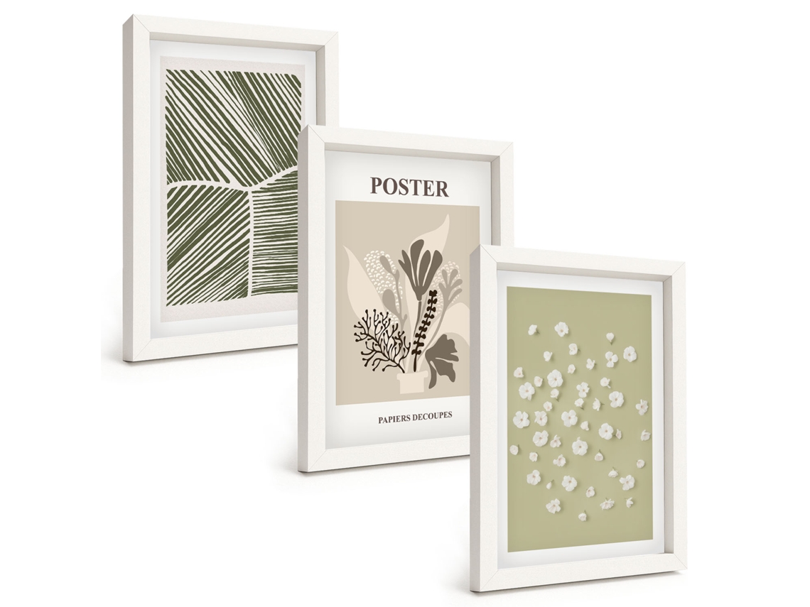 Composição De Quadros Motivos Suaves De Plantas Espelharte (3 Peças 20x30 Cm)