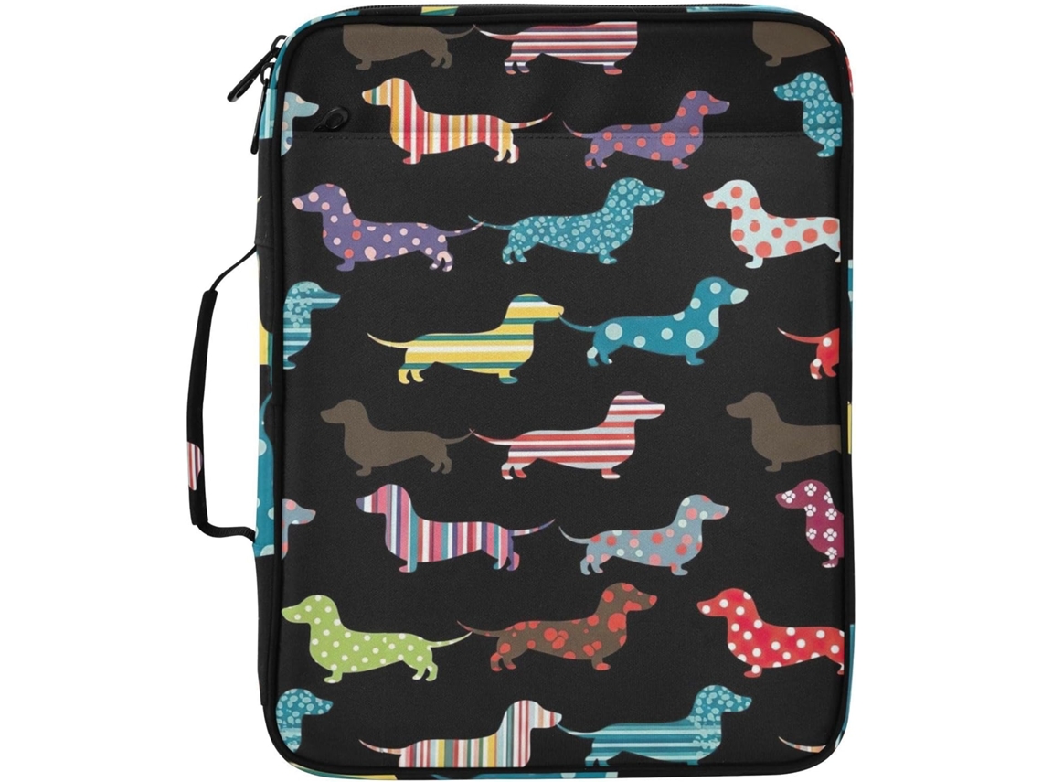Pasta Expansível Com Estampa De Cachorro Dachshund Colorido, Organizador Com 7 Bolsos, Fichário De 3 Argolas E