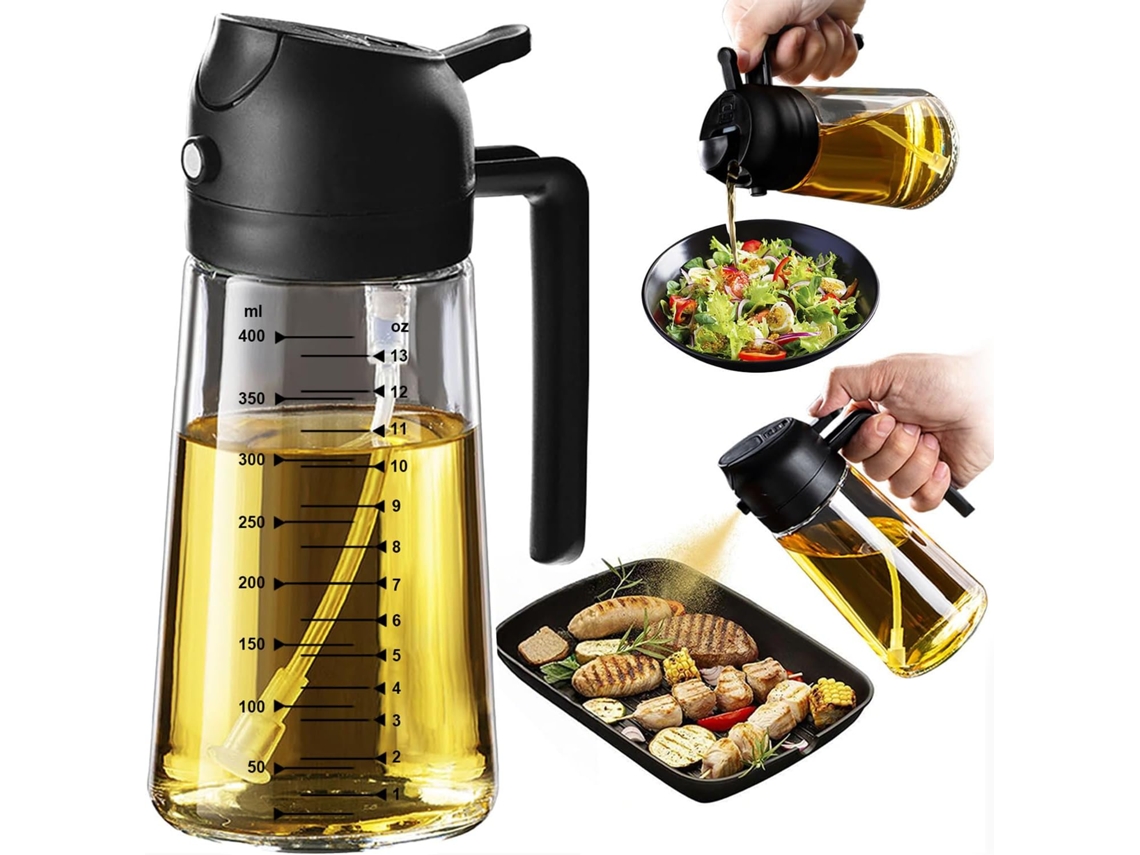 Frasco 2 Em 1 Com Spray E Dosador Para Óleo, 470 Ml, Para Vinagre, Fritadeira A Ar, Saladas