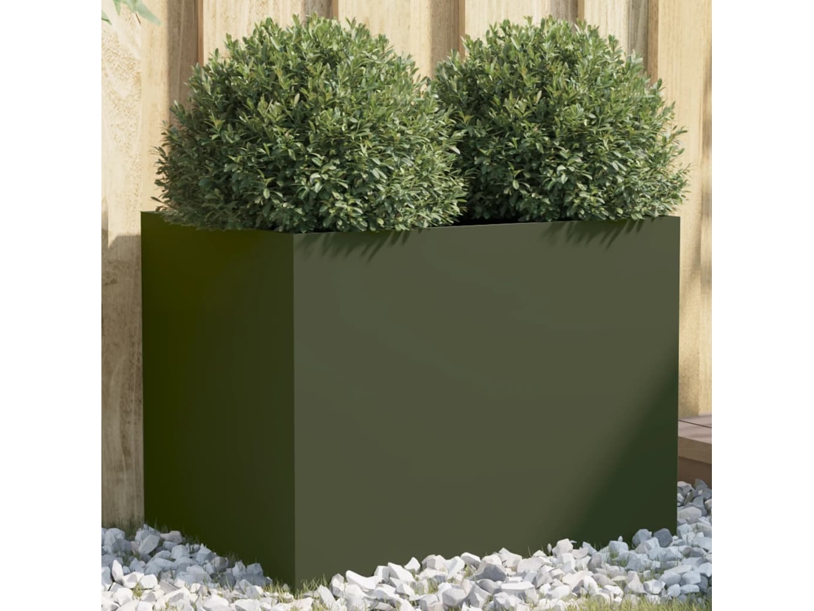 Vaso/plantador 62x47x46 Cm Aã§o Verde Azeitona Dkd Home Decor