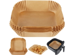 Papel Para Fritar Fritadeira A Ar, 50 Unidades Quadradas, Descartáveis, Resistentes À Gordura E Compatíveis Com Ar.