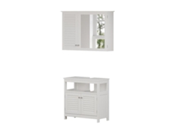 Conjunto Móvel de Casa de Banho 2 Peças Riad Branco com Armário de Parede e Base VICCO