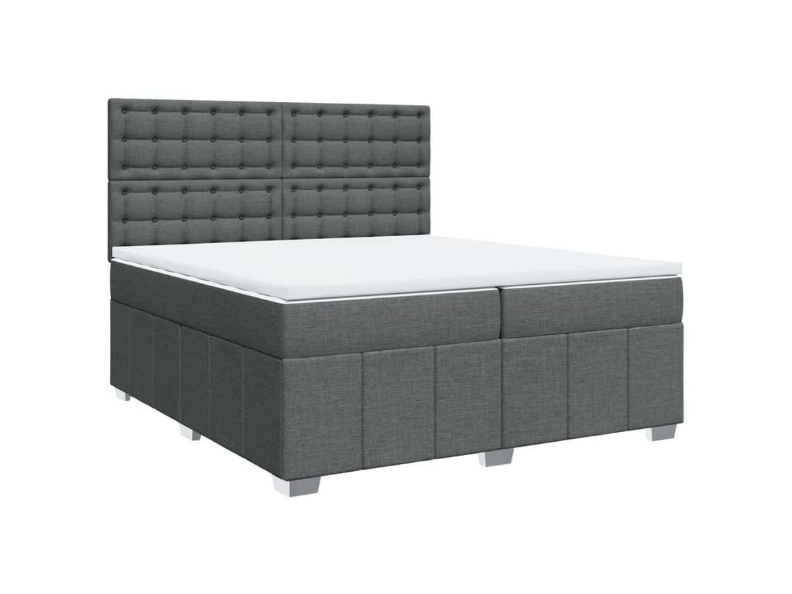 Cama com Molas/Colchão 200x200 Cm em Tecido Cinzento Escuro MAISON EXCLUSIVE