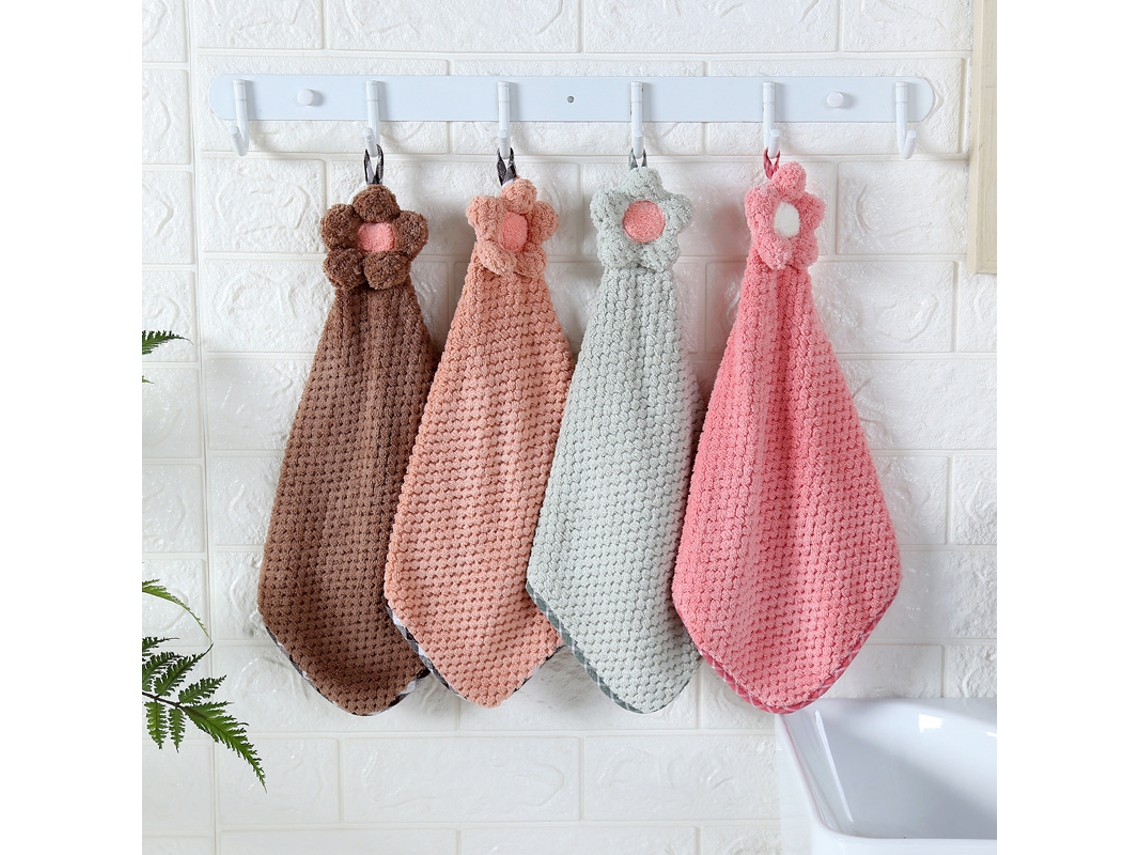 Conjunto de 4 Toalhas Florais Fofas para Cozinha e Banheiro, Fáceis de Pendurar BRILVIBERA