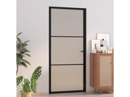 Vidaxl Porta Interior 93x201,5 Cm Vidro Fosco E Alumínio Preto