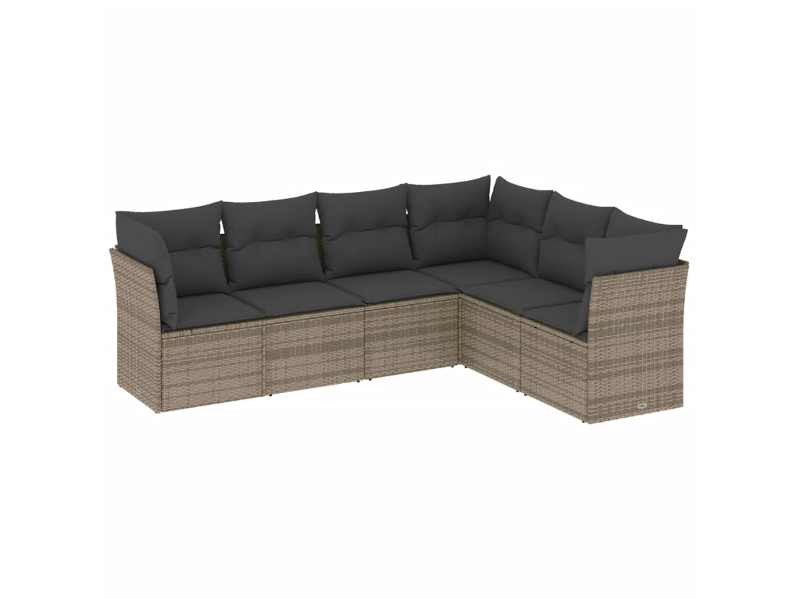 Conjunto de 6 Sofás de Jardim com Almofadões Vime Cinzento MAISON EXCLUSIVE (80x200 cm)