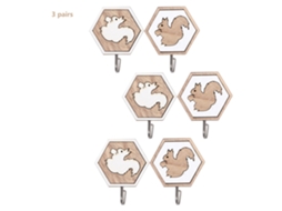 Ganchos de parede em forma animal 3 pares S/MARCA