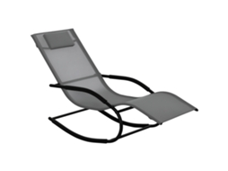 Cadeira de Balanço Reclinável Ergonômica com Apoio de Cabeça,braços de Metal Galvanizado e Textilene Cinza BTFORUS