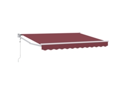 Vidaxl Toldo Retrátil Elétrico Borgonha 3,5 X 2 M