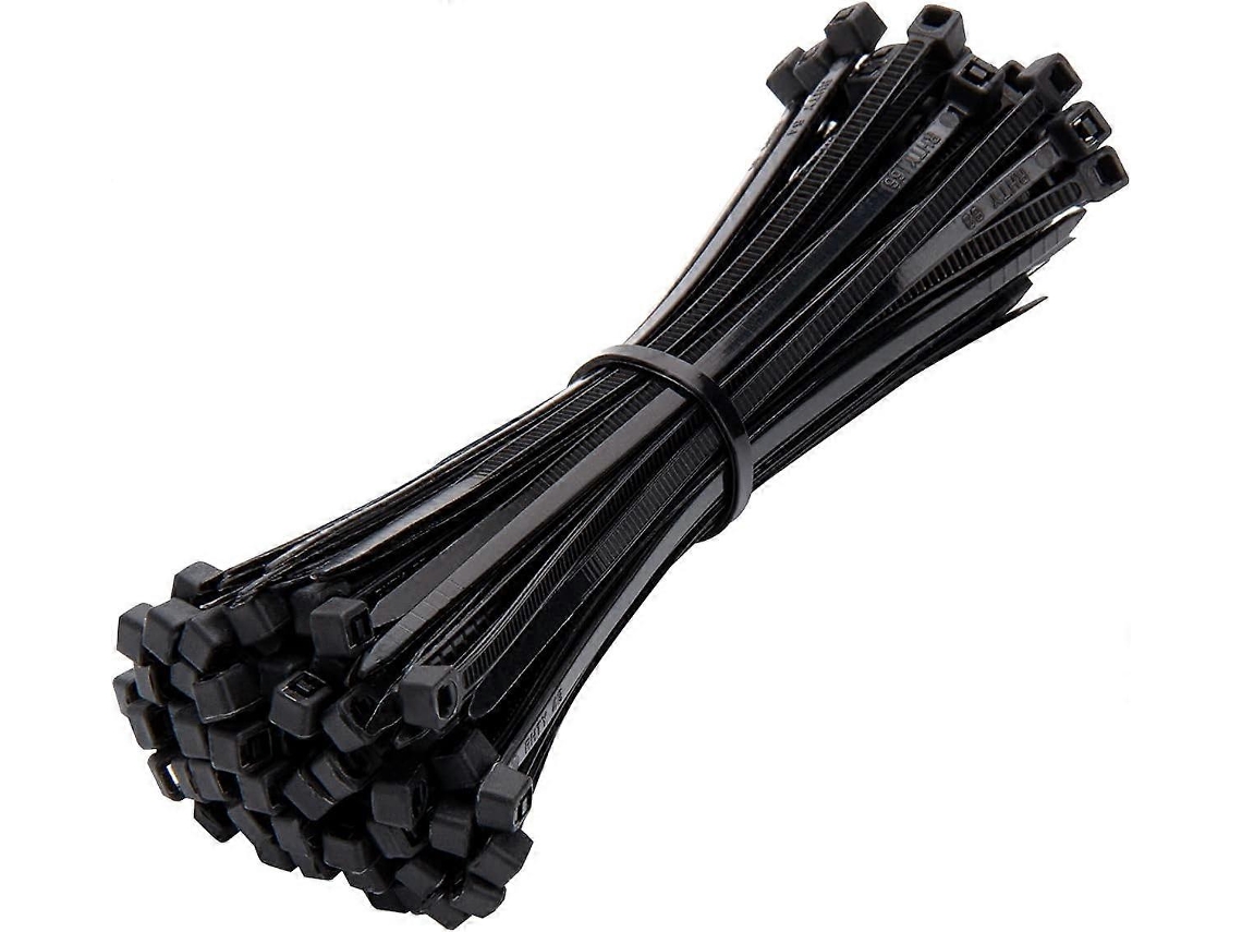 100 Abraçadeiras de Cabo Negras, 4 Polegadas, Auto bloqueantes, Nylon Resistente a Uv, Resistência Tensil de 8kg