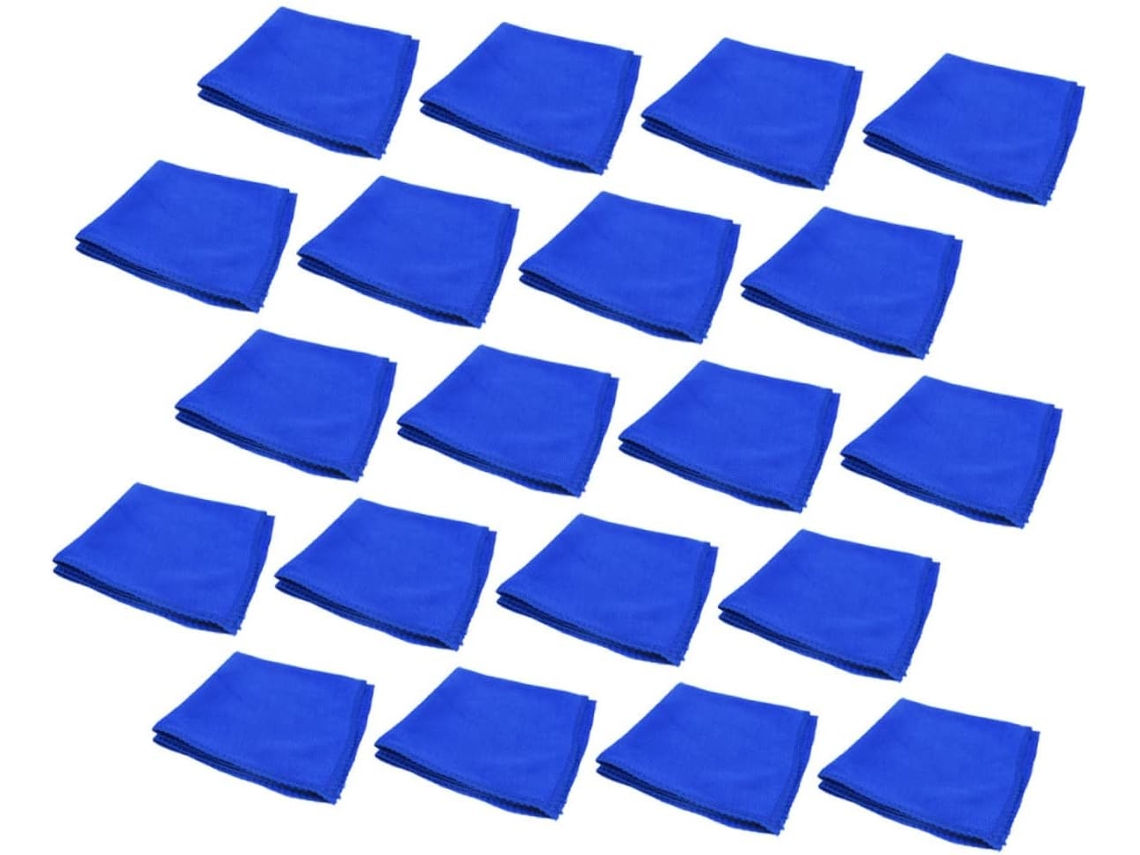 Pacote com 50 toalhas de microfibra ultra absorventes para limpeza e secagem.
