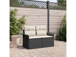 Vidaxl Sofá De Jardim Com Almofada Preto 141 X 62 X 69cm Vime Pe