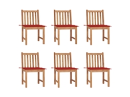 Vidaxl Cadeiras De Jardim 6 Pcs C/ Almofadões Madeira De Teca Maciça