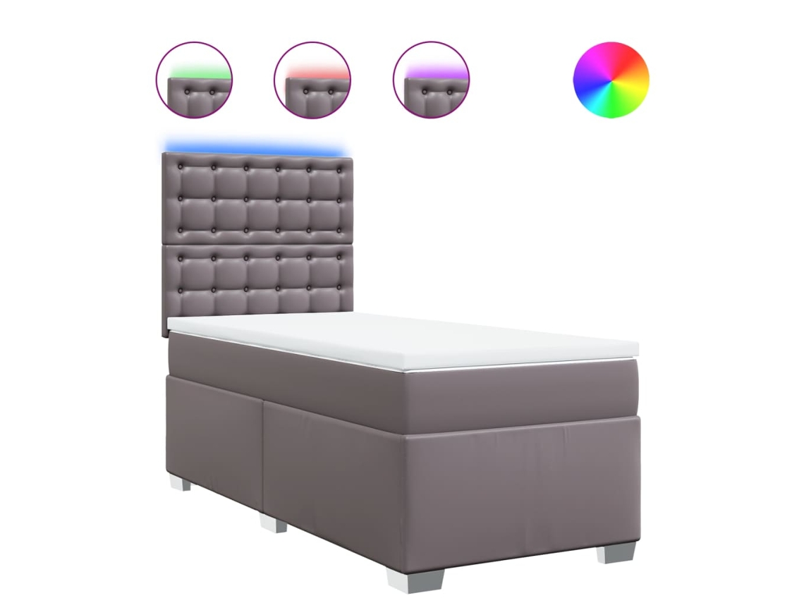 Cama com Molas Couro Artificial Cinzento MAISON EXCLUSIVE 90x190 cm